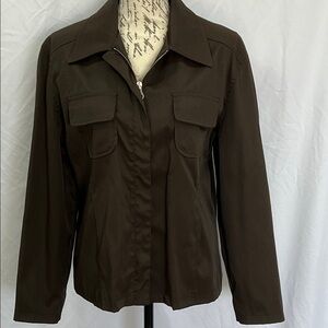 Sleek nylon cotton moto jacket brown large by Stefanel Italy